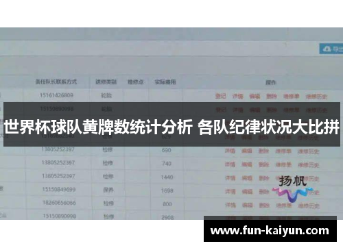 世界杯球队黄牌数统计分析 各队纪律状况大比拼